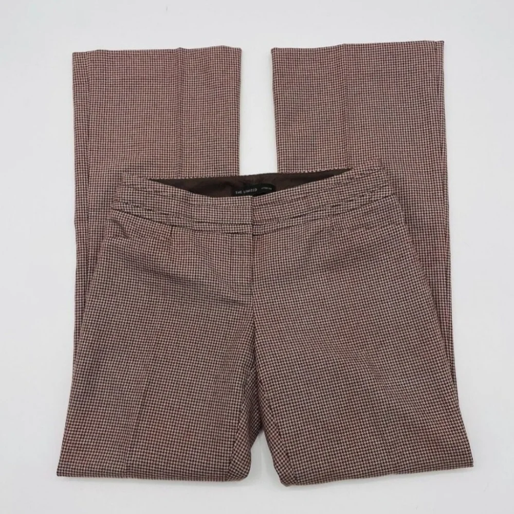 The Limited Brown Microcheck Straight-Leg Trousers